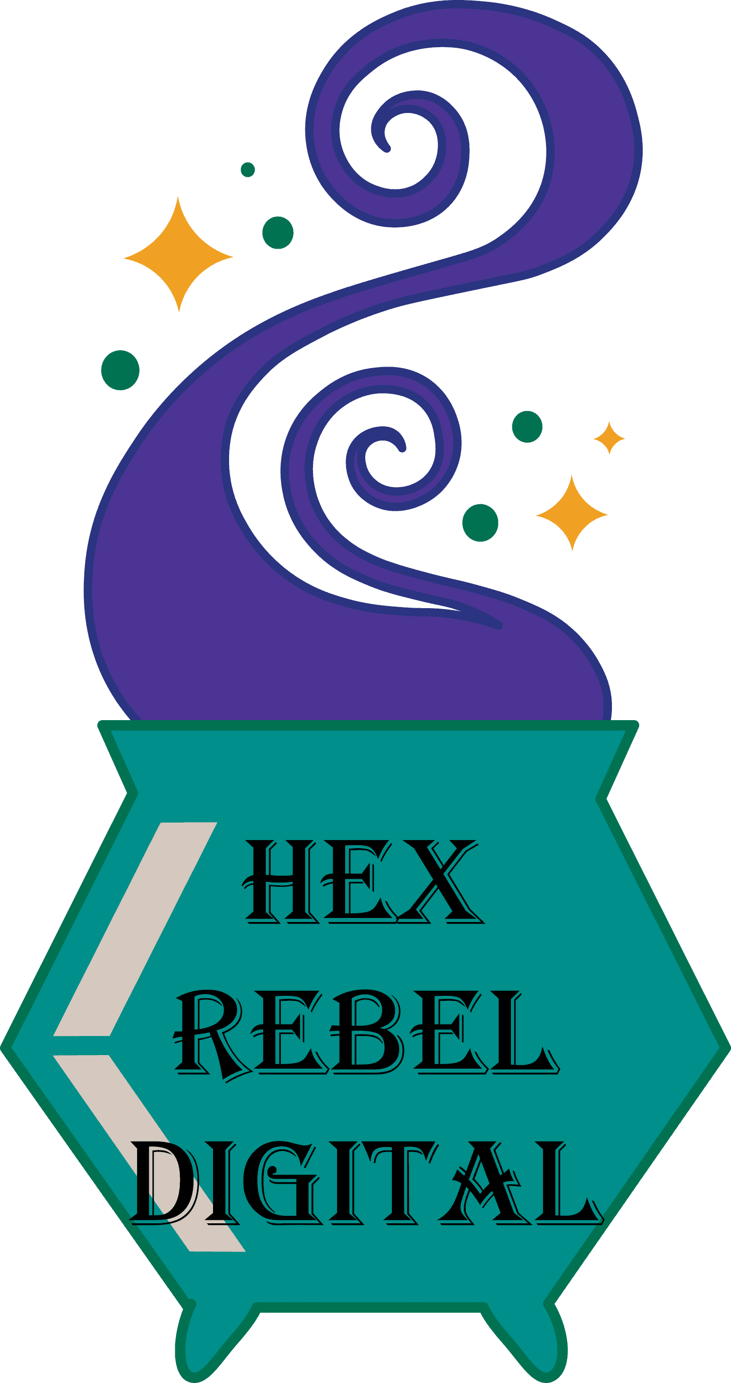 Hexagonal cauldron with smoke, bubbles, and sparkles rising from it.