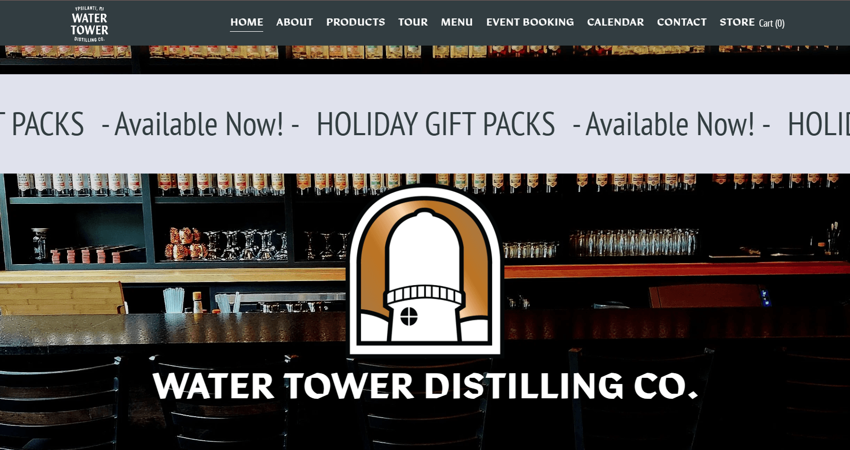 Image of Water Tower Distilling Co Website.